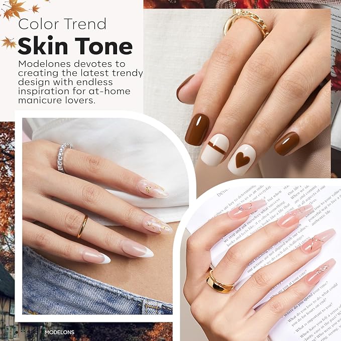 modelones Builder Nail Gel Polish Set, Base Colors 8-in-One Jelly Caramel Brown Latte Clear Builder Nail Gel for Nails Strengthener Hard Extension Rubber Lamp Cured 6 Colors