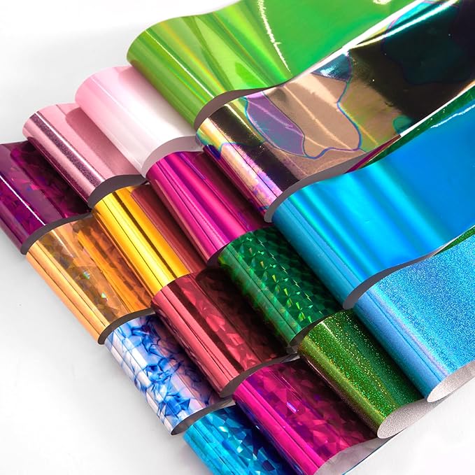 DANNEASY 300 Sheets Holographic Nail Foils Film, Iridescent Nail Art Transfer Foil Stickers Gold Metallic Neon Foil Paper Sheets Starry Sky Star Design Sticker for Nails Decoration Supplies