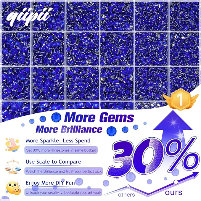 Dark Blue Crystal Resin Rhinestones w B7000 Glue for Bedazzling Crafting 2mm-6mm Sapphire Flatback Stones Diamonds Crystals Gems Bedazzler Kit for Nails Face Eyes Makeup Tumblers Bottles Crafts