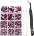 NCB 8000pcs Non Hotfix Rhinestones 10 Sizes Flatback Crystal Glass Rhinestones with Tweezers and Picking Pen for Nail Art Clothes Bags Phone Decorations Crafts DIY (025 Fuchsia Mix SS3-SS30)