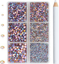 8000pcs Hotfix Rhinestones Flatback,Rhinestones for Crafts Clothes Mixed 6 Sizes, Hotfix Crystals with Wax Pencil Kit, SS3-SS12,Topaz AB