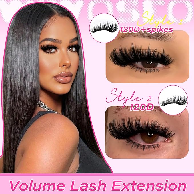 wiwoseo Spiky Lash Clusters with Bottom Lash Clusters Kit Salon Volume Lash Spikes Cluster Eyelash Extensions Kit 26MM Long Eyelash Clusters Spiky Manga Lashes Clusters with Clear Bond and Seal