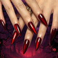 Halloween Red Cat Eye Press On Nails Medium Long Almond, Stiletto Acrylic Press On Nails, Ghost Claw Designer Reusable Fake Nails, Nail Hallows' Day, Glue On Nail Press Ons for Women