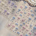 Bow Nail Stickers Ribbon Bowknot Nail Decals 5D Embossed with Pearl Design Self Adhesive Manicure Charms for Women Girla Kid Nails Supply Decoration