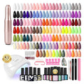 PHOENIXY 53 Pcs Gel Nail Polish Kit with U V Light Nail Drill, 35 Colors Gel Nail Kit Pink 5Pcs Glossy Matte Glitter Gold Silver Top Base Coat for DIY Home Manicure Gift Sets for Women