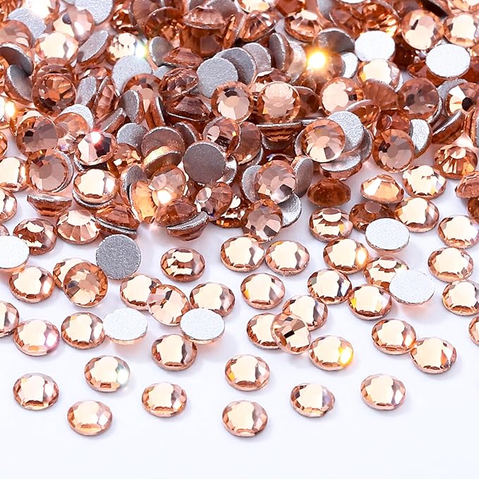 Champagne Flatback Rhinestones, Glass Rhinestones for Nail Art and Craft, Glue Fix, Loose Crystal Gemstones(Champagne, SS4, 2880pcs, 1.5-1.7mm)
