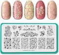 Maniology Floral Swirls Nail Stamping Plate | Swirling Flower Designs for Elegant DIY Manicures – Reusable Rectangular Stainless Steel Nail Art Template