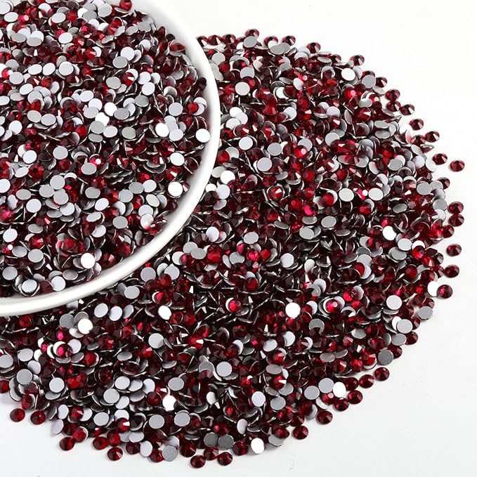 Beadsland Flatback Rhinestones Bulk,14400pcs Red Rhinestones for Nails Crafts Clothes DIY Decoration, Dark Siam, SS30, 6.3-6.5mm