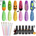 Beetles Reflective Glitter Gel Polish Set 6 Colors Neon Gel Nail Polish Set with 7Pcs Poly Extension Gel Brush Soak Off Uv Led Gel Nail Kit Nails Nail Art Manicure for Women Christmas Gift