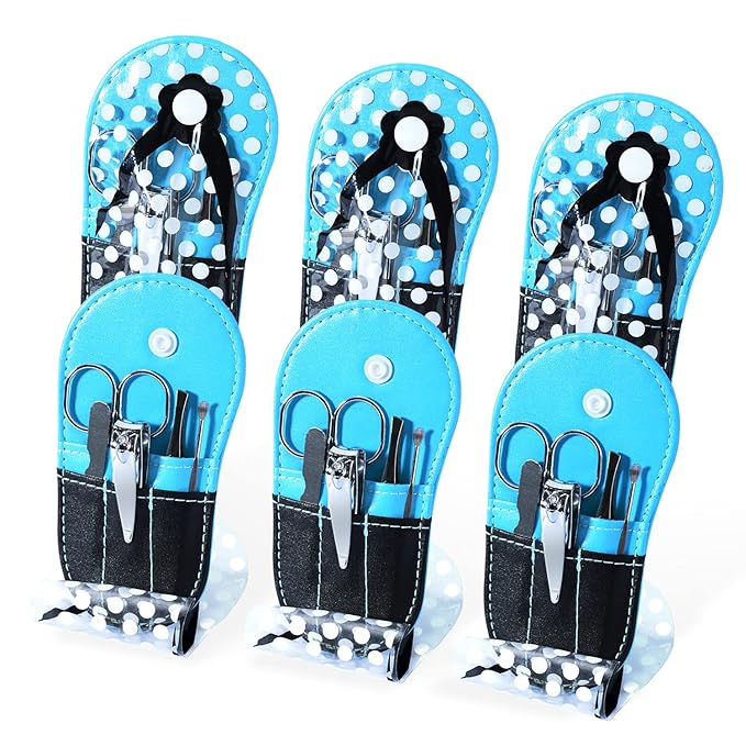 Polka Dot Flip Flop Manicure Sets Manicure Kit Personal Care pack of 6 Blue