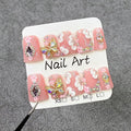 10Pcs Flower Butterfly Press on Nails Handmade Duck Fake Nails with 3D Flower Butterfly Rhinestone Design Pink False Nails Short Acrylic Nails Press ons Cute Handmade Glue on Nail for Women (M)