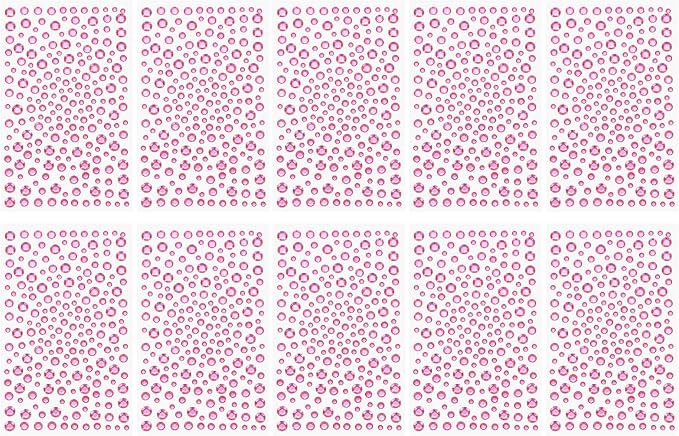 PATIKIL 2090 Pcs Acrylic Gem Sticker, 4 Size 3/4/5/6mm Self Adhesive Rhinestones Face Gem Stones Bling Jewelry for Nail Art Craft Clothes DIY Makeup Decoration Party, Pink Red