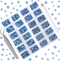 10000 Pieces Rhinestones 6 Sizes Round Crystal Glass Flat Back Rhinestones with 1Tweezers and 1Picking Pen for Nail Art Crafts Clothes Bags DIY (Lt Sapphire)