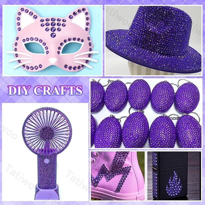 20000Pcs Roland Purple Flatback Jelly Resin Rhinestones for Bedazzling, Mix Sizes Crystal Rhinestones Gems, Roland Purple Flatback Rhinestone Gems Bedazzling for Crafts DIY Face Makeup Tumblers