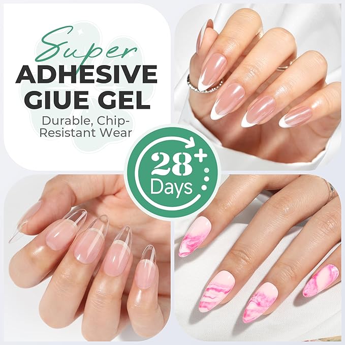 Gel Nail Glue Long Lasting: 2 Pcs 15ml Nail Glue Gel for Clear Acrylic Nails Tips 6 in 1 for False Nails Tips