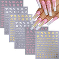 Twelve Constellation Nail Art Zodiac Letter Nail Design Stickers - Gold, Silver, Pink - 3D Self-Adhesive Zodiac Nail Decals for Women & Acrylic Nail Tips - 6 Sheets