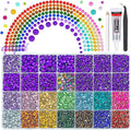 28 Grids Mystique Purple 2mm-6mm Resin Rhinestones w B7000 Glue for Bedazzling Crafting Colorful Flatback Stones Diamonds Crystals Gems Bedazzler Kit for Nails Face Eyes Makeup Tumblers Crafts