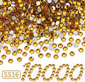 10000PCS Gold Yellow Rhinestones Bulk, Flat Back Crystal Glass Stone Round Gems,SS16, 3.8-4.0mm