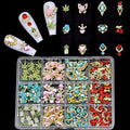120PCS Y2k Nail Charms and Gems - Gold Red Nail Jewelry Cherry, Pink Heart Flower Butterfly Shiny Nail Rhinestone Pineapple,Nail Falls Charms Green Leaf for DIY Nail Art Design,Acrylic Nails Supplies
