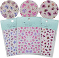 Floral Petal Nail Art Stickers, Thin Flower Nail Decals, Self-Adhesive, Summer Spring Nail Accessories for Women, Nail Decorations 3 Sheets