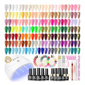 COSCELIA 60PC Gel Nail Polish Kit with U V Light 55 Colors Gel Polish 5PC Top Base Coat Nail Decorations Winter Spring French Gels Manicure Kit Salon DIY at Home Valentines Day Gifts for Women