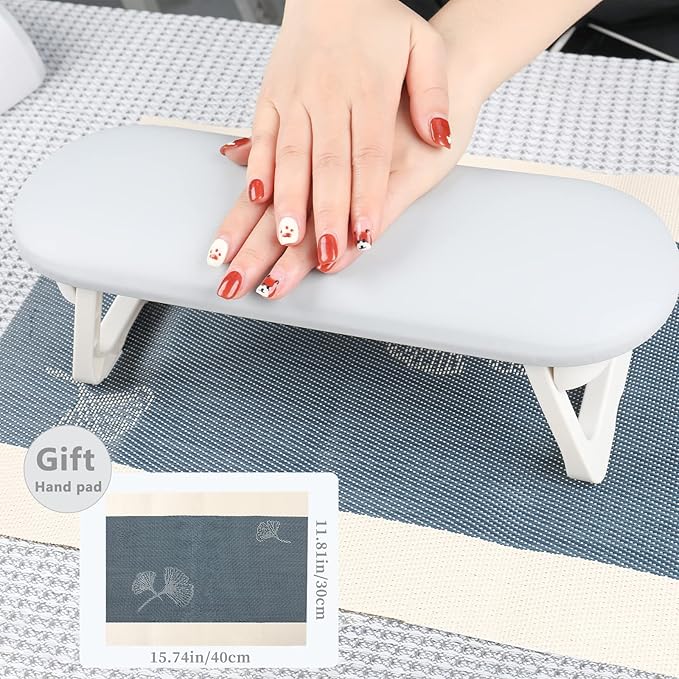 Nail Arm Rest Cushion, Professional Adjustable Nail Hand Rest Stand Arm Rest for Acrylic Nails Cushion Hand Holder, Hand Pillow Stand with PU Leather Soft High-Density Sponge, Manicure Nail Tool