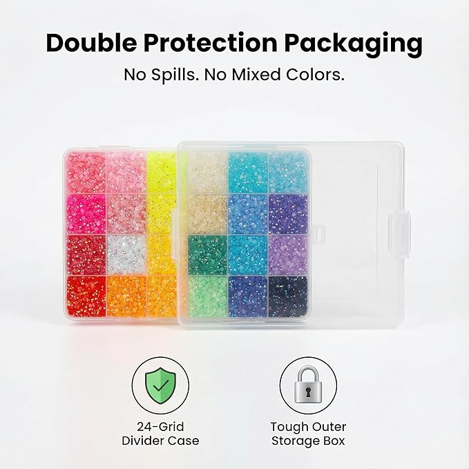 2000Pcs 6mm Rhinestones for Bedazzling, Bedazzler Kit with Rhinestones and Tools, Flatback Resin Jelly AB Colorful Rainbow Crystals Gems Set with Glue for Nail Art Crafting Clothes Crafts