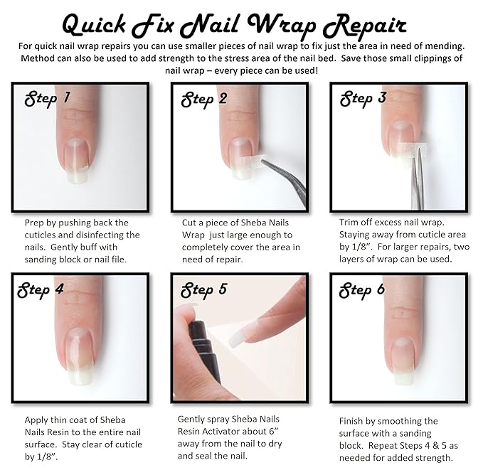 SHEBA NAILS Brush On Nail Resin Precut Fiberglass Nail Wrap Professional Kit Nail Extension and Repair Self-Adhesive Nail Wrap Kit