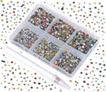 Bymitel 7200 Pieces 6 Mixed Sizes Glue Fix on Glass Rhinestones Round Crystal Gems Flatback for DIY Jewelry Making with one Picking Pen(Mix: SS3-SS10/7200PCS, Mixed Colors)
