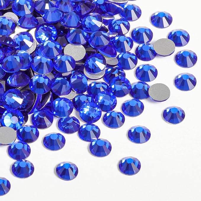 Beadsland 2880pcs Flat Back Crystal Rhinestones Round Gems for Nail Art and Craft Glue Fix,Sapphire,SS3,1.2-1.4mm