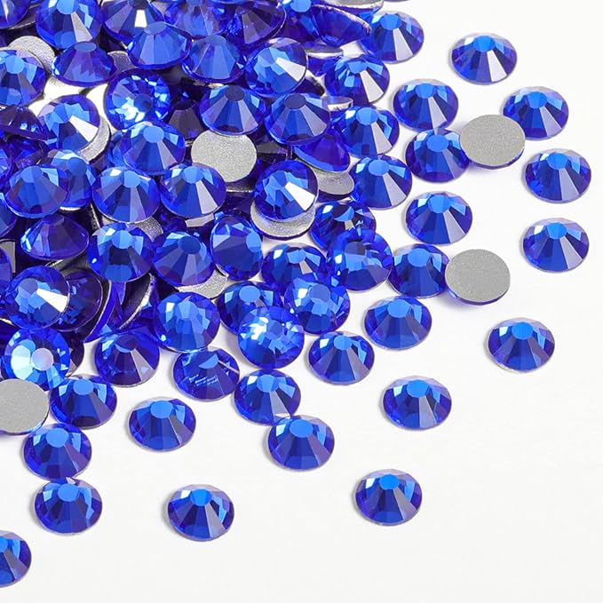 beadsland Flat Back Crystal Rhinestones Round Gems, Sapphire (1.3-1.4mm) SS3/1440pcs