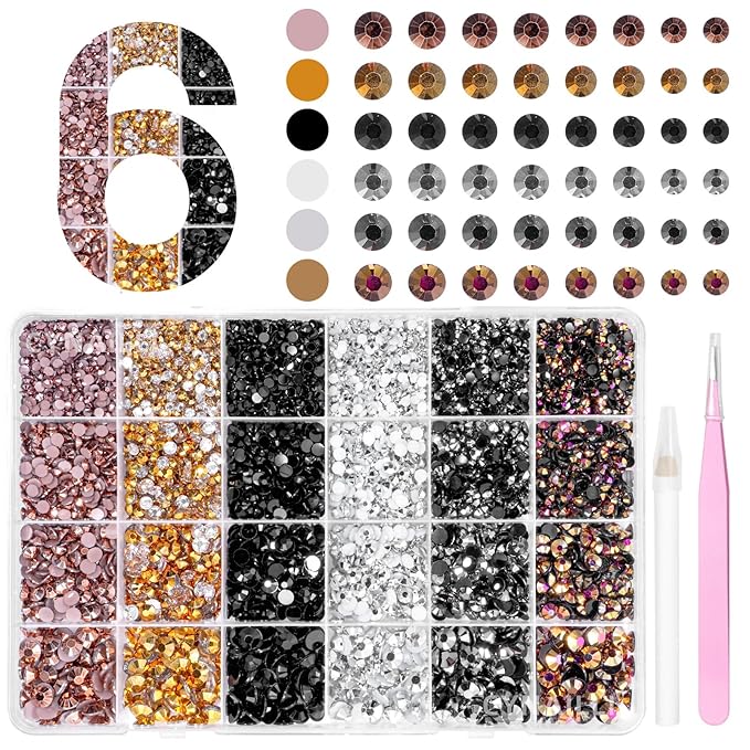 18000 Pcs 3D Brown Black Jelly Resin Rhinestones for Crafting, 3-6 mm Half Round Rhinestones for Nails Art, Mix Size Flatback Bedazzled Gems for Crafts Eyes Makeup DIY Supplies