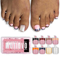 8 MIXED WINTER COLOR French Tip Toe Nail Tips Press on, BERRY PINK Sharp Square Medium Wide Fake Toenails, Full Cover Acrylic,Builder Gel & Top Coat,Need Nail Glue,for DIY x 15 Sizes 240 pcs