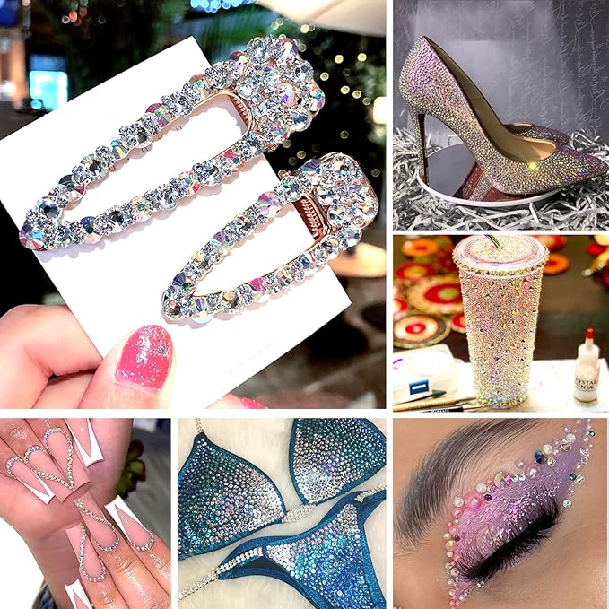 Flatback Rhinestones Bulk, 14400PCS Crystal AB Rhinestones for Clothes DIY Decoration Crafts, Crystal AB, SS20, 4.6-4.8mm