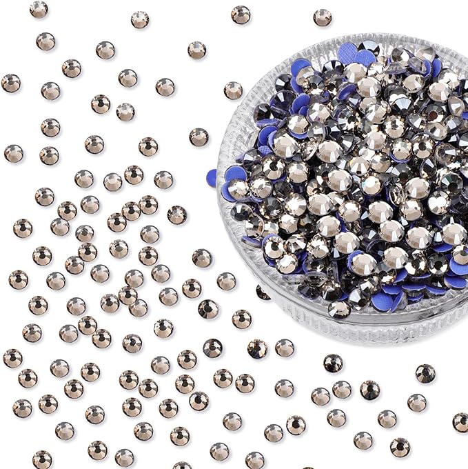 NCB 2880pcs Hotfix Crystal Rhinestones for Clothes Crafts, Hot Fix Bulk Flatback Crystals, Iron on Hotfix for DIY Decoration 20 Gross (Black Diamond, ss30/2880pcs)