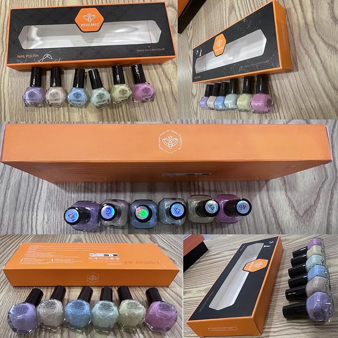 modelones Nail Polish Set, 6 Colors Spring Summer Easter Macaron Pastel Nail Polish Soft Pink Purple Blue Green Orange Quick Dry Nail Polish Kit Salon Home DIY Manicure Kit Gift For Women Girl