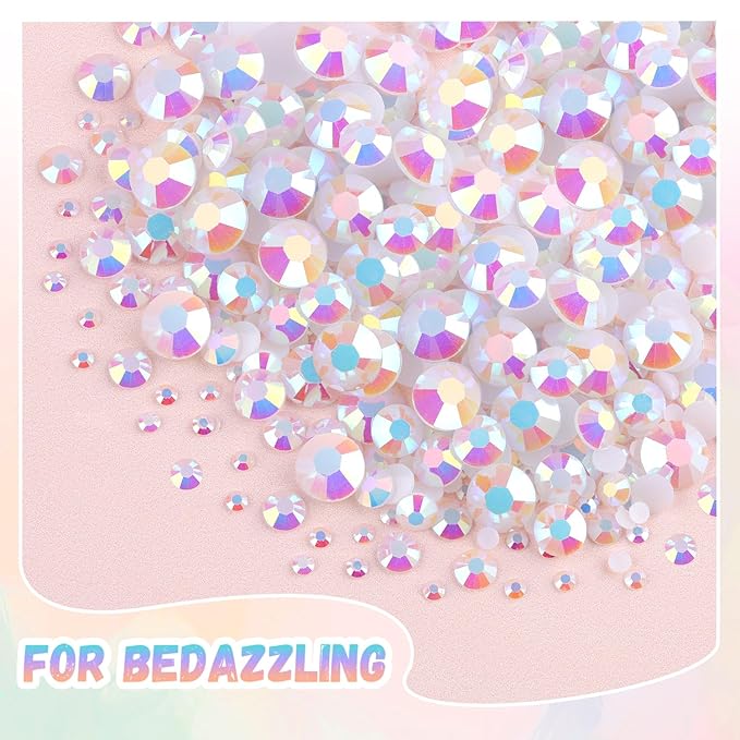 30000Pcs Resin Rhinestones for Bedazzling with 3Pcs B7000 Jewelry Glue, White AB Flatback Gems Rhinestones for Crafting, Clothing Tumblers Mugs Shoes Fabric Decor Nail Art