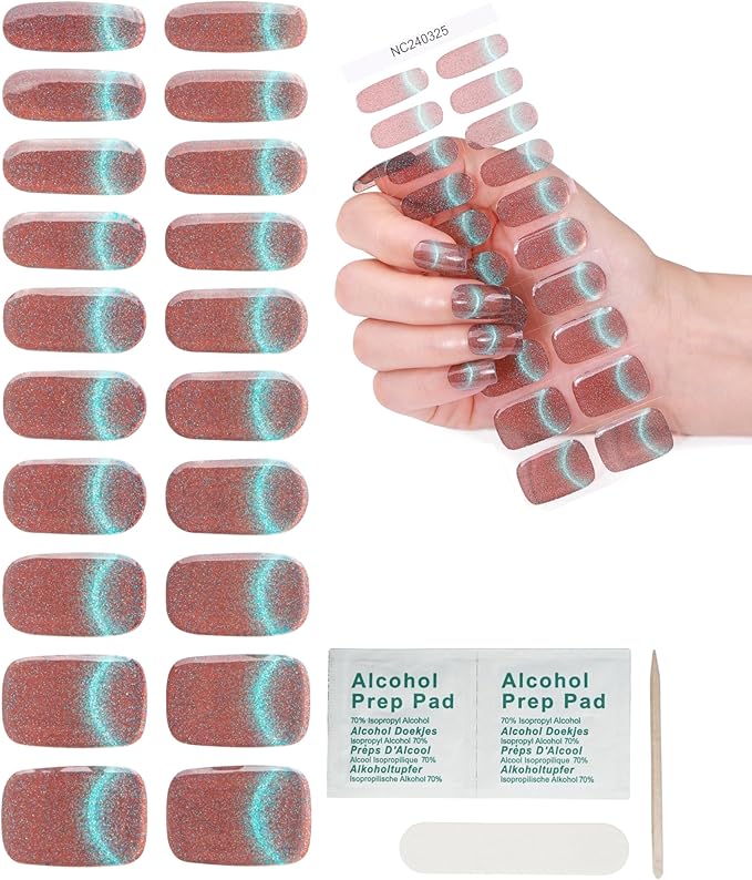 French-Inspired 20pcs Semi Cured Gel Nail Strips - Salon-Grade DIY Wraps with Glaze Texture, Easy Application, UV Light Required for Classic Nails