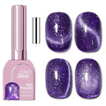 Purple Cat Eye Gel Nail Polish with Magnetic Stick - 12ML Glitter Magnetic Nail Polish for Multiple 3D Effects, Soak Off UV LED Gel Polish for DIY Manicure Salon Gifts for Women