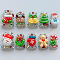 Christmas Press on Nails Luxury Short Duck Handmade 3D Unique Reusable ABS Material Fake Nails Cute False Nails with Santa Reindeer Tree Snowflake Designs Glossy Glue on Nail Thick Acrylic Nail(M)