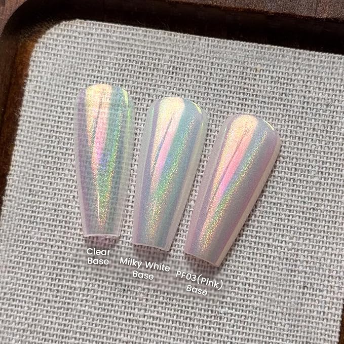 Yokefellow GleamTap Cushion Holographic Aurora Chrome Nail Powder -Holo Nail Art Glitter Decoration Manicure Pigment for Nail Salon(GT311 Pinkstar Prism/Blue Pink with Pink Sheen and Holo Aura)