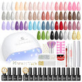 PEACECOLOR Gel Nail Polish Kit with U V Light - 37Pcs Gel Polish Set 22 Colors All Season Gel Nail Starter Kit with Base Matte & Glossy Top Coat Soak Off Nail Polish DIY Manicure Set for Women Girls