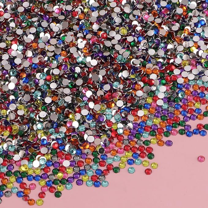 9 Colors Flatback Rhinestones for Crafts, 3mm Crystals Rhinestone, Resin Flatback Glitter Gems Nail Diamonds Rhinestones for Clothes Accessories DIY