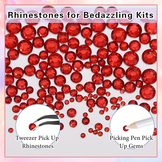 RODAKY Red Resin Rhinestones for Crafting Bedazzling,2-6MM Rhinestones for Nails Art,Red Nail Rhinestone and Gems,Nail Diamond Flatback Gems Crystals Charms for Nail Design DIY Makeup Decor