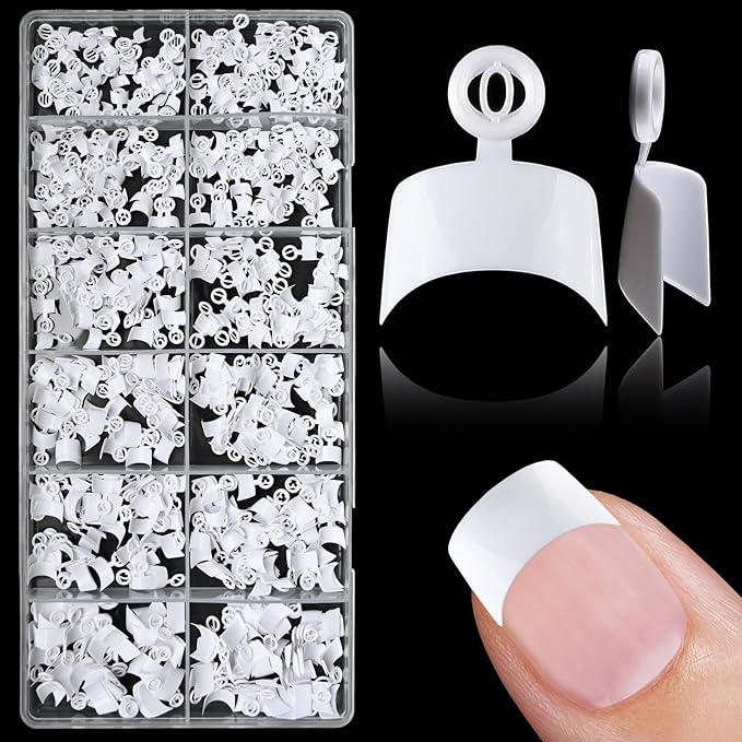 600PCS Short Gel Nail Tips Square Press on Nails White Acrylic Nail Tips Square Fake Nails, 12 Sizes Half Cover Soft Gel Nails Tips Kit for False Nails Extension Artificial Fingernails -D