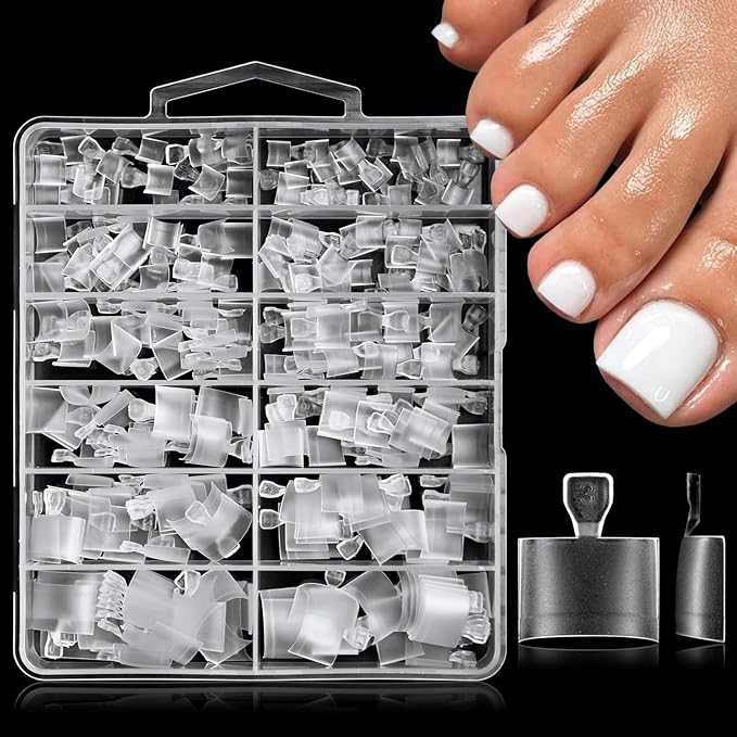 AddFavor 240pcs Toe Nail Tips Clear Soft Gel Toenail Tips Half Cover Square Acrylic Toe Tips Press on Nails Clear Artificial False Fake Toe Nails Tips for Salon and Home Foot Pedicure Manicure