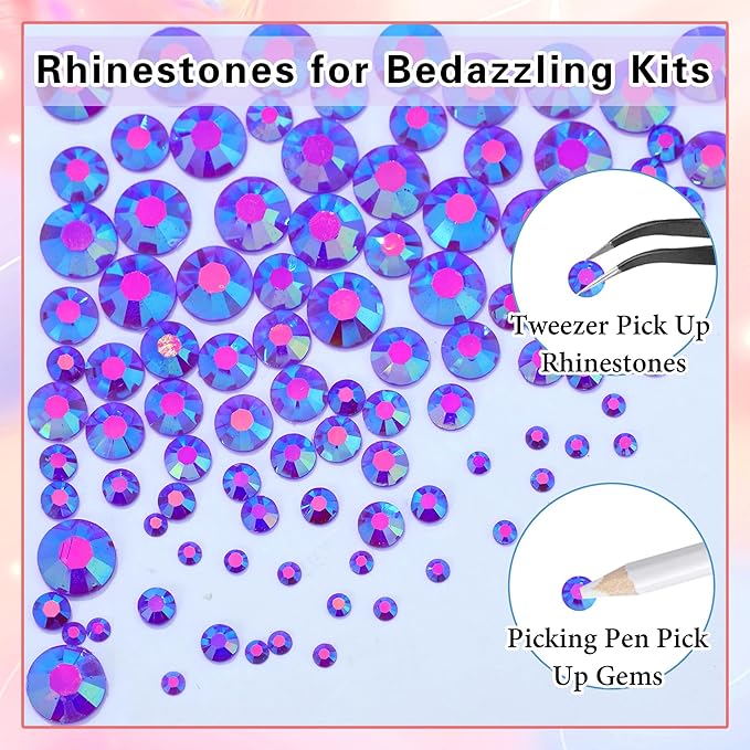 RODAKY Resin Jelly Rhinestones for Crafting Bedazzling,2-6MM Rhinestones for Nails Art,Dark Purple AB Nail Rhinestone and Gems,Nail Diamond Flatback Gems Crystals Charms for Nail Design DIY Makeup