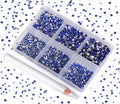 Bymitel 7200 Pieces 6 Mixed Sizes Glue Fix on Glass Rhinestones Round Crystal Gems Flatback for DIY Jewelry Making with one Picking Pen (6-Sizes 7200PCS, Sapphire)