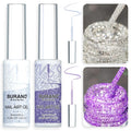 BURANO Gel Nail Polish Liner Nail Art Polish, Silver Gold Painted Gel Nail Design Polish 2 Bottle 8ml, Build in Thin Nail Brush Curing Required LX13 LX16