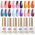 Born Pretty Color Changing Gel Nail Polish, 6 Colors Glitter Temperature Change Gel Polish Blue Pink Neon Long Lasting Nail Polish U V Set for Manicure and Nail Art, DIY at Home, Salon-Quality 7ml